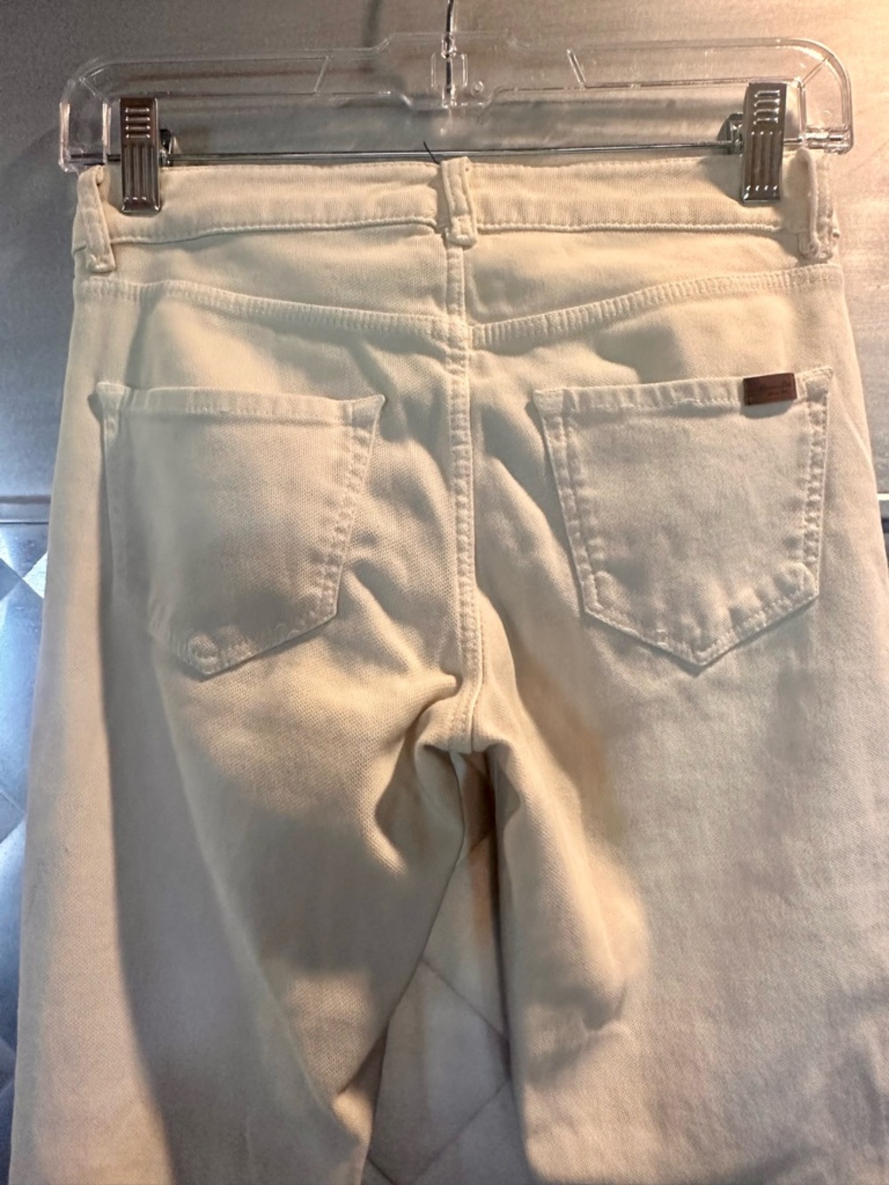 Massimo Dutti Cream Textured Cotton Jeans With Leather Logo View 5